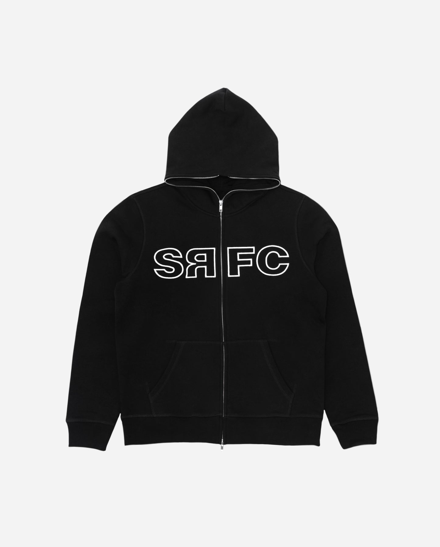 FULL ZIP EMBROIDERED LOGO HOODIE (BLACK)