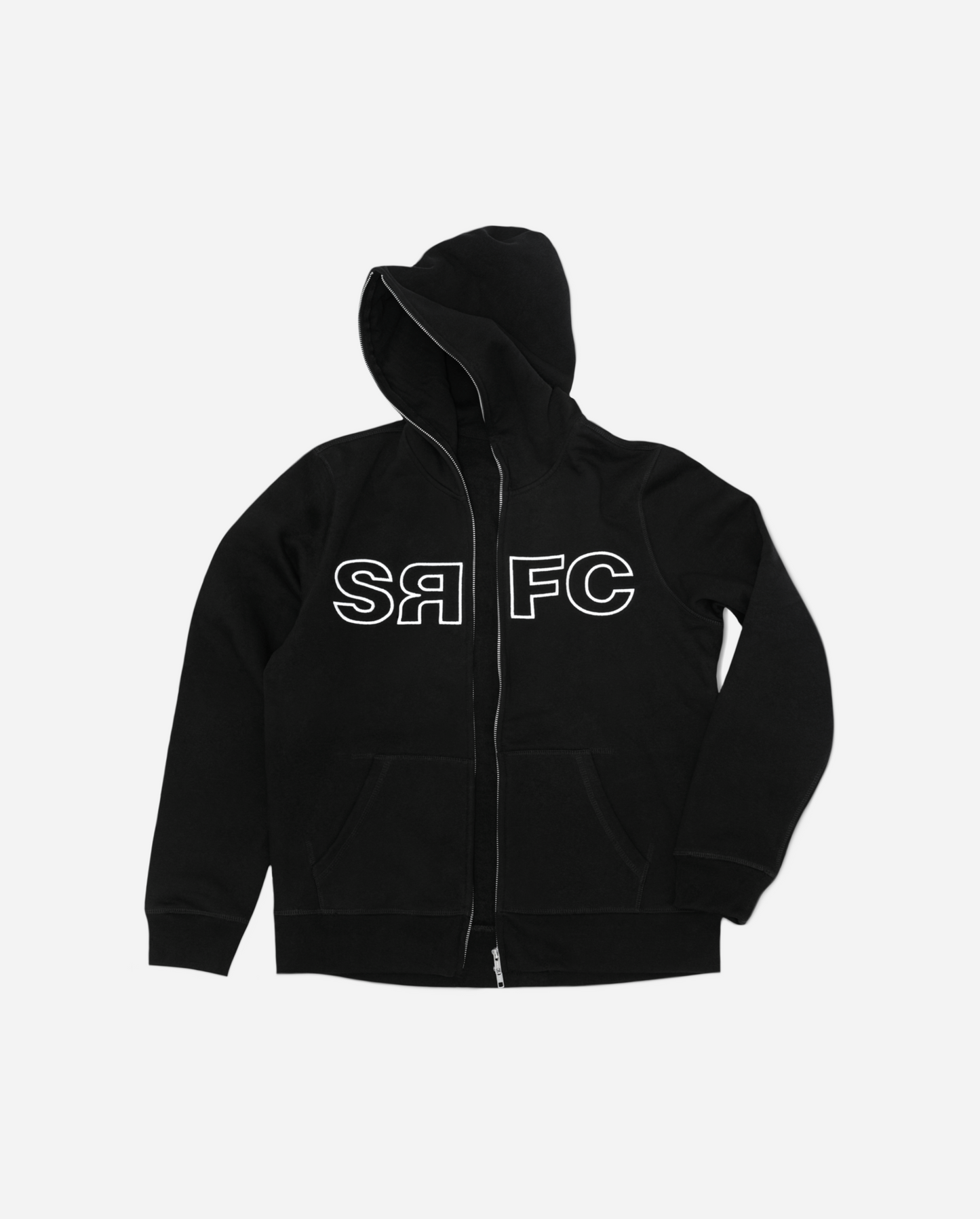 FULL ZIP EMBROIDERED LOGO HOODIE (BLACK)