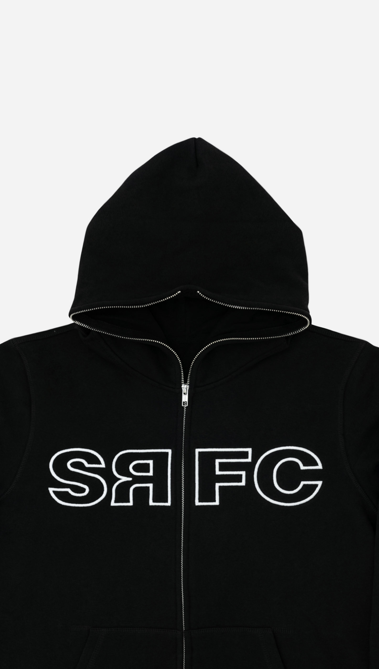 FULL ZIP EMBROIDERED LOGO HOODIE (BLACK)