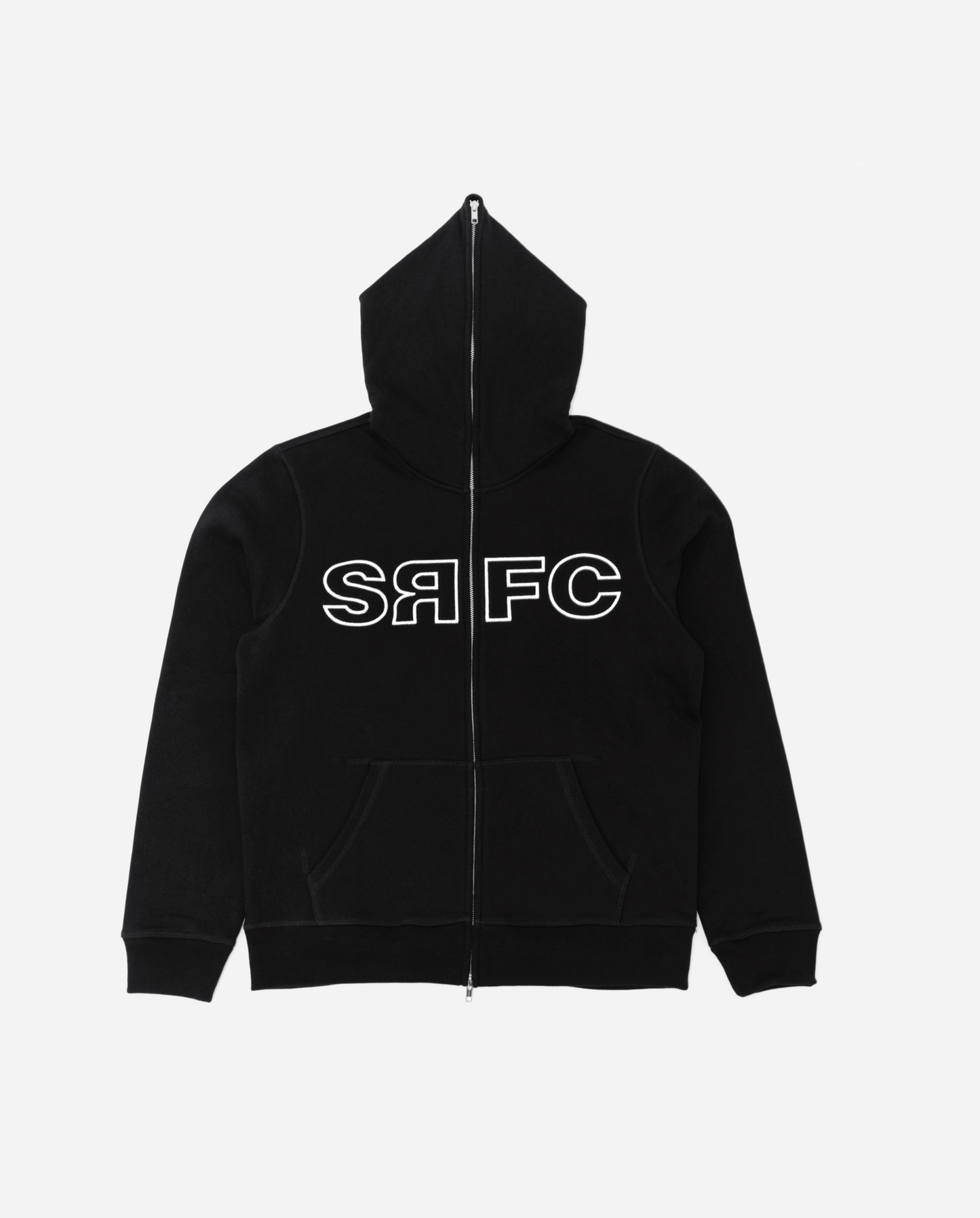 FULL ZIP EMBROIDERED LOGO HOODIE (BLACK)